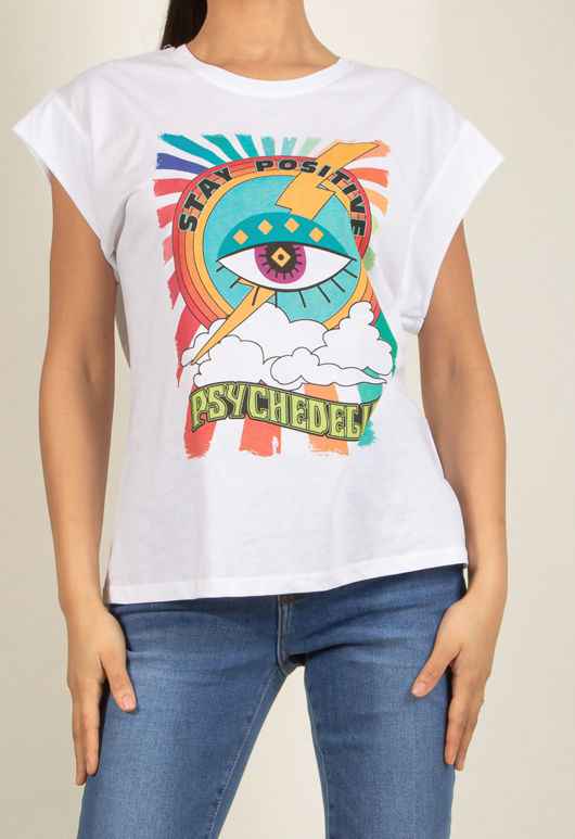 Graphic Print Acid Wash Sleeveless T-Shirt