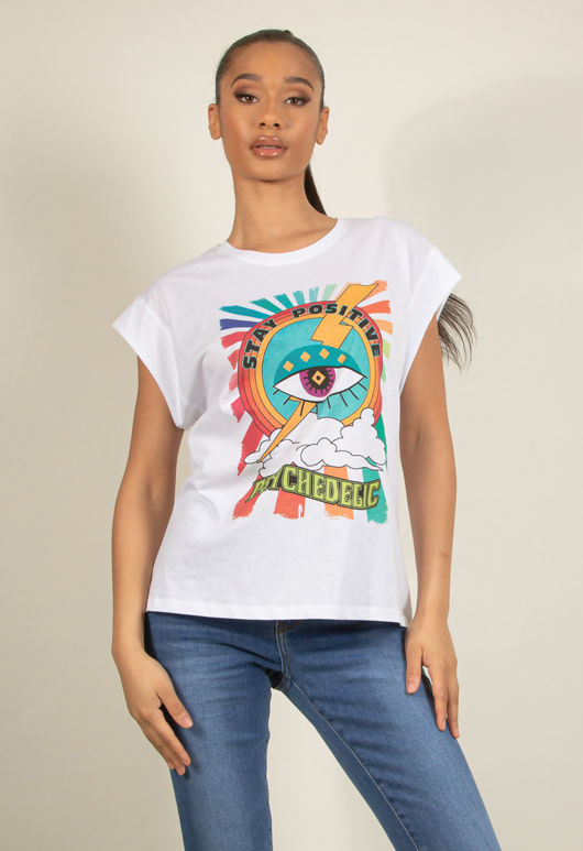 Graphic Print Acid Wash Sleeveless T-Shirt