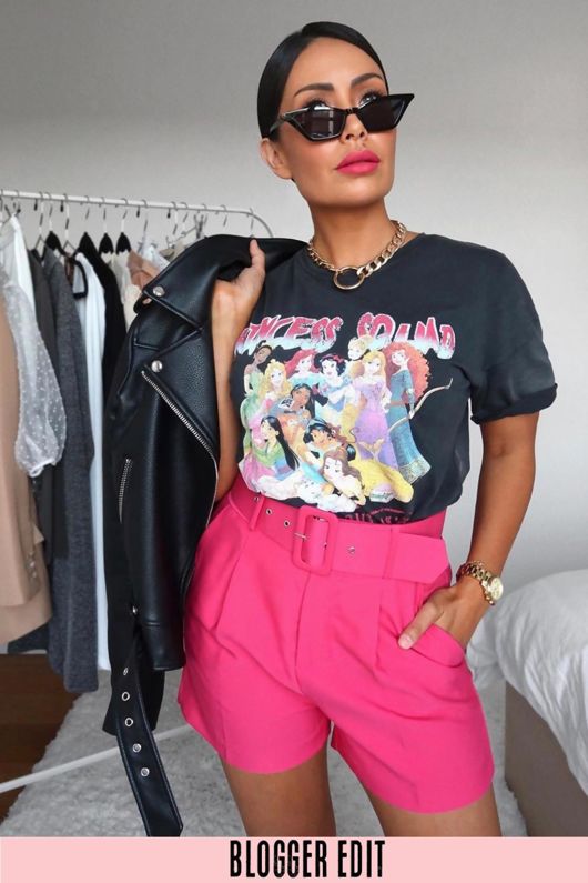 Tailored Belted Shorts In Fuchsia