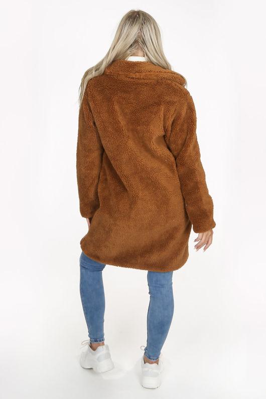 Camel Over-Sized Borg Teddy Coat