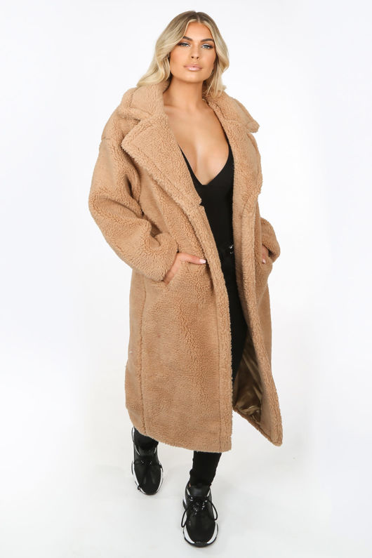 camel teddy coat