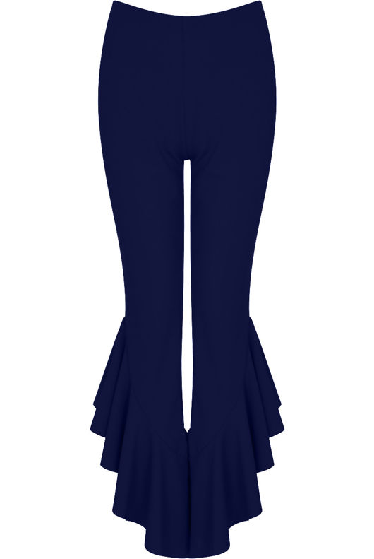 Fitted Crepe Draped Frill Hem Trouser In Royal