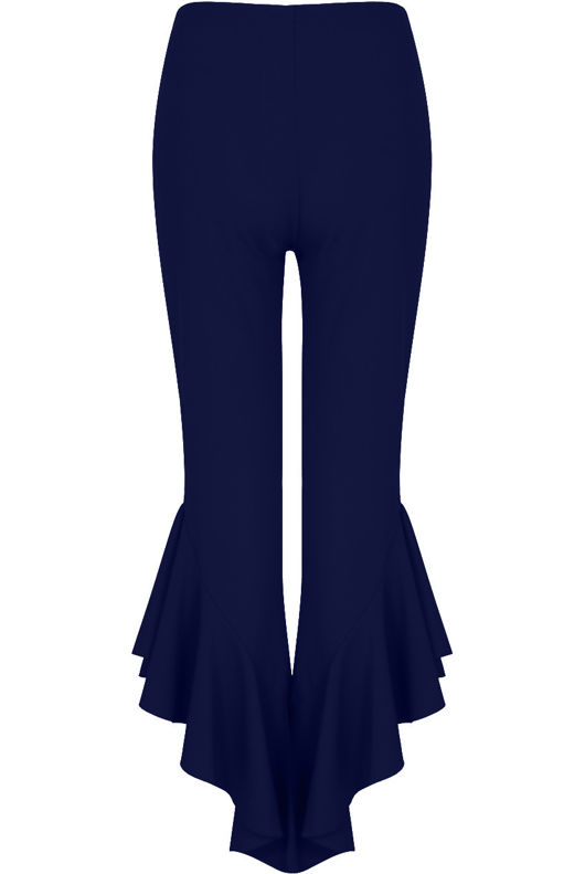 Fitted Crepe Draped Frill Hem Trouser In Royal