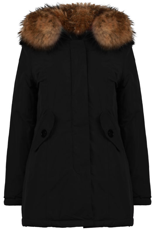 Golden Fur Hood Parka Khaki Coat 