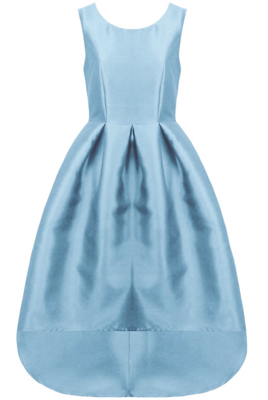Sky Blue Organza Dip Back Prom Dress