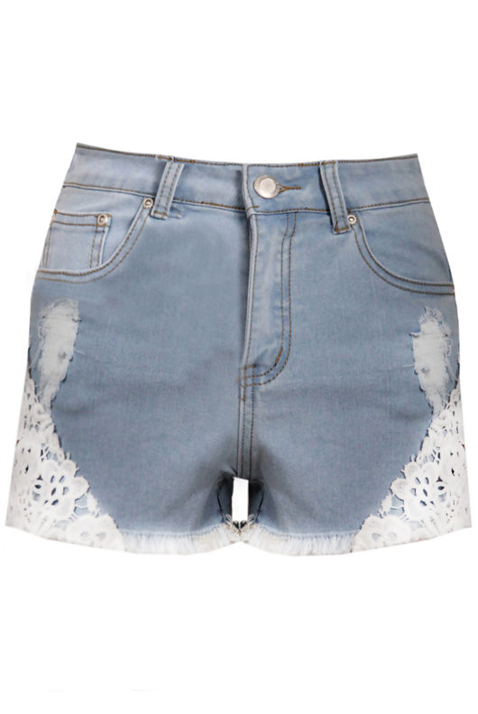 Crochet Detail Denim Shorts