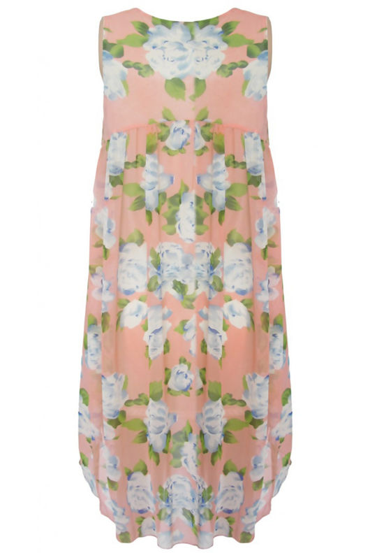 Chiffon Peach and Blue Dress 