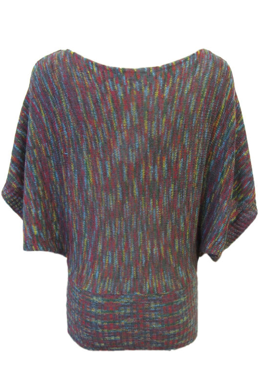 Multicolour Fine Knit Bat Wing Jumper 