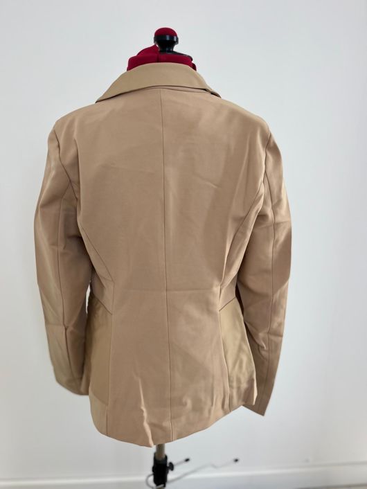 Beige Detail Single Button Blazer with Suede pocket and zip