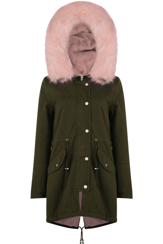Rose Fur Line Khaki Parka