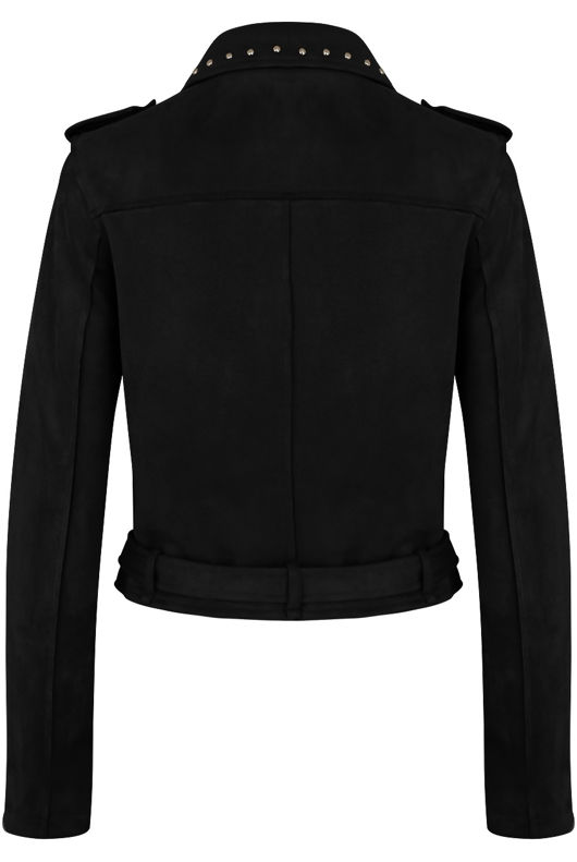 Black Suede Studs Biker Jacket
