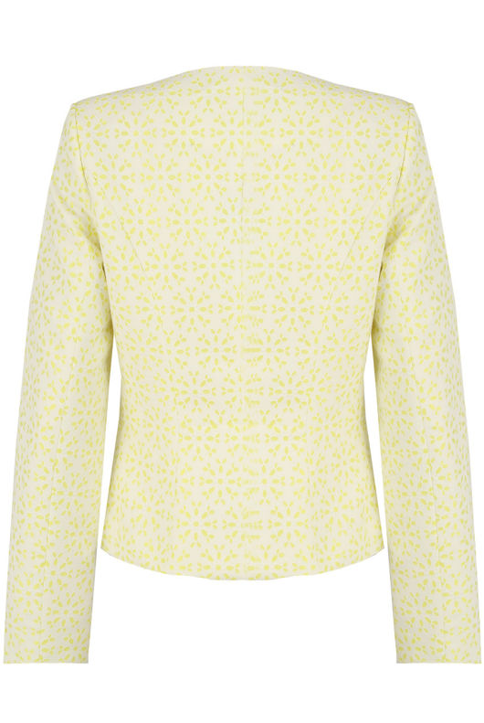 Yellow Floral Print Side Pocketed Blazer 
