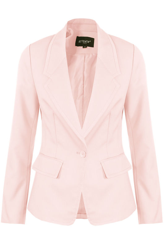 Button Up Side Pocketed pink Blazer