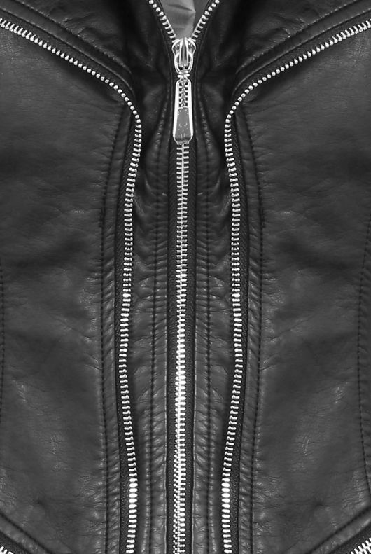 Black Double Collar Silver Zip Up Jacket