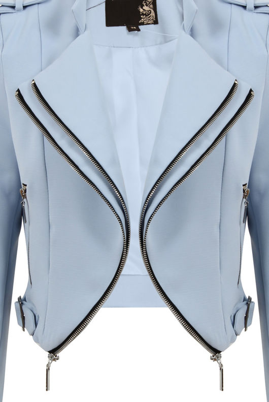 Powder Blue Double Zip Detail Smart Fit Jacket