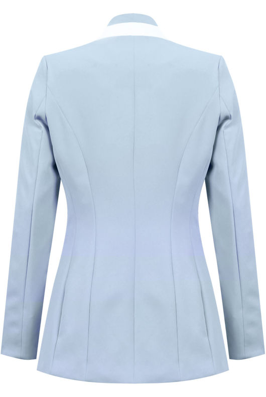 Blue Contrast Collar Wide Panel Blazer