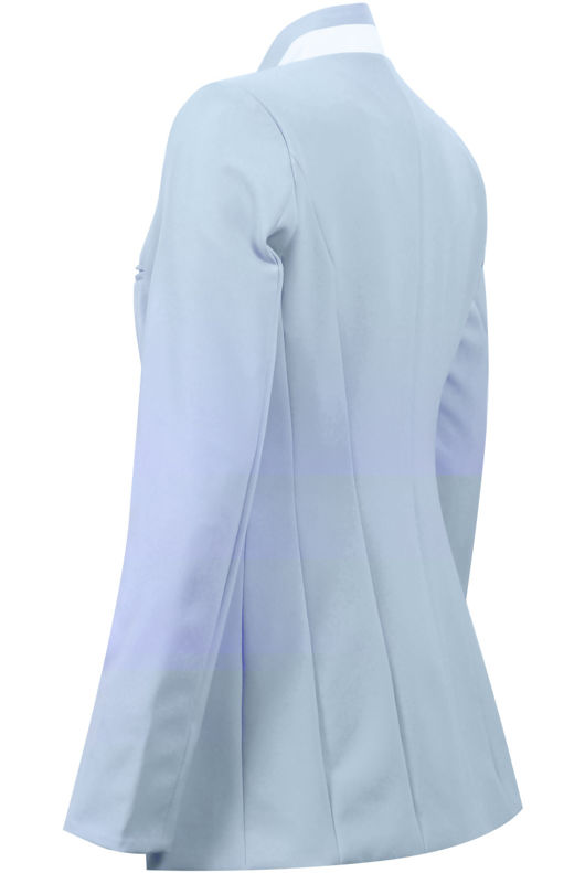 Blue Contrast Collar Wide Panel Blazer
