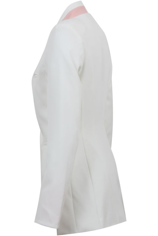 Cream Contrast Collar Wide Panel Blazer