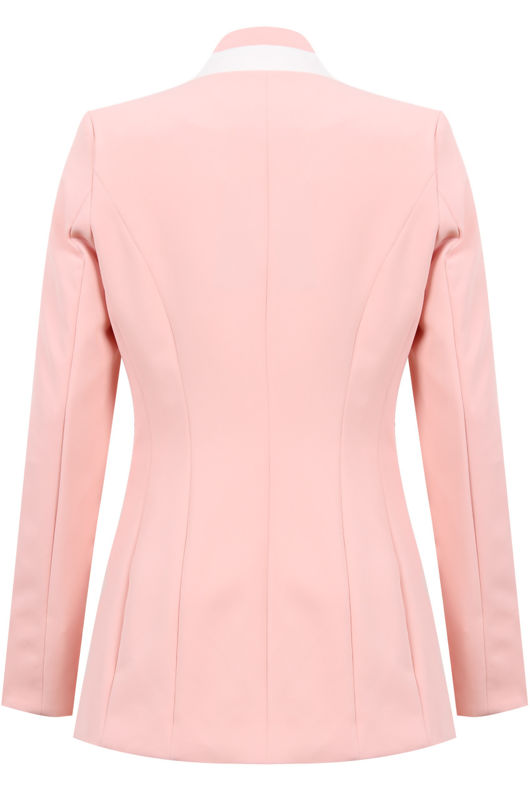 Pink Contrast Collar Wide Panel Blazer