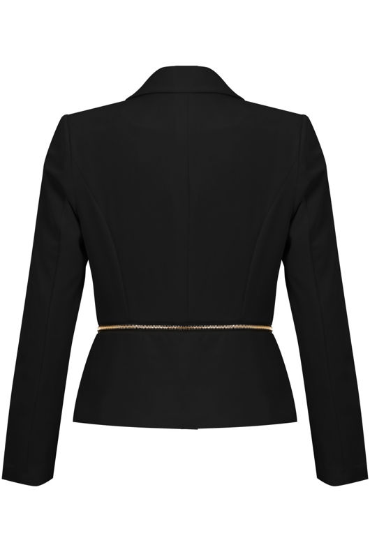 Black Round ZIp Detail Single Button Blazers