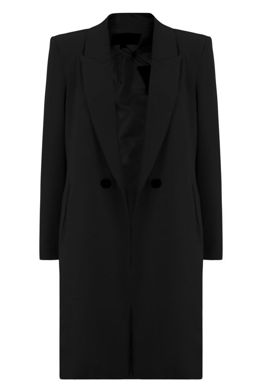 Black Tailored Side Zipped Overcoat