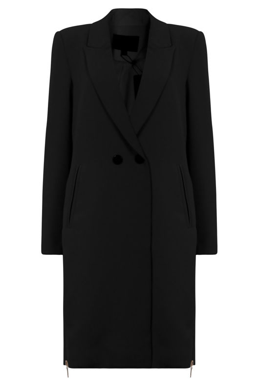 Black Tailored Side Zipped Overcoat