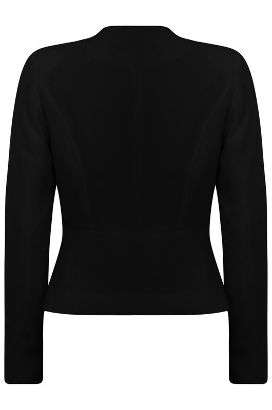 Black Paneled Collarless Blazers