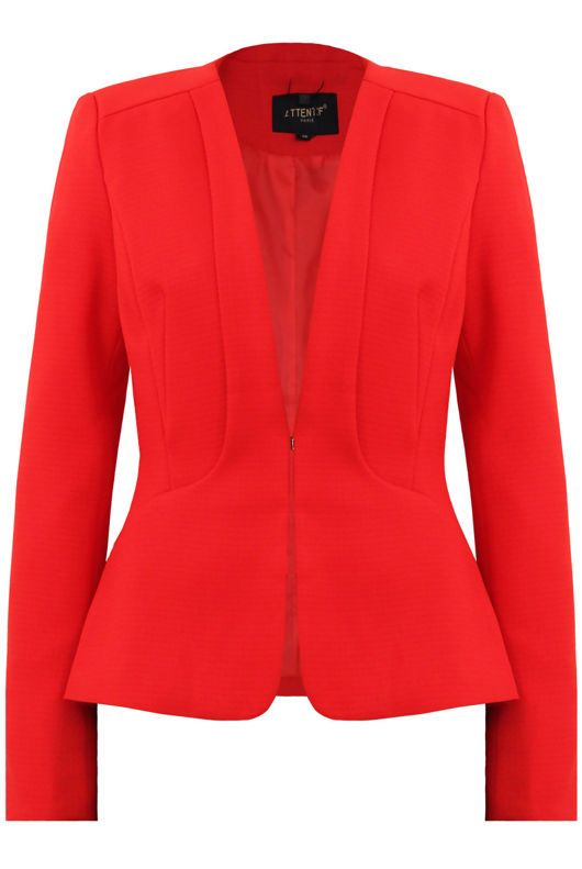 Red Front Hook Up Long Sleeve Blazer