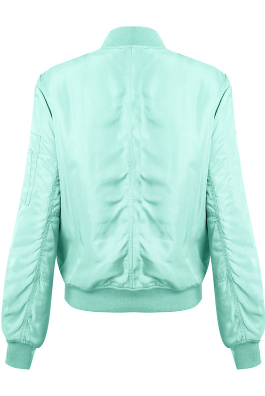 Green Mint Sleeve Pocket Bomber Jacket
