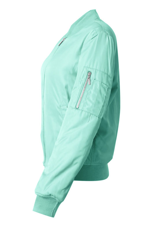 Green Mint Sleeve Pocket Bomber Jacket