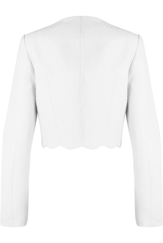 White Scallop Edge Cropped Blazer 