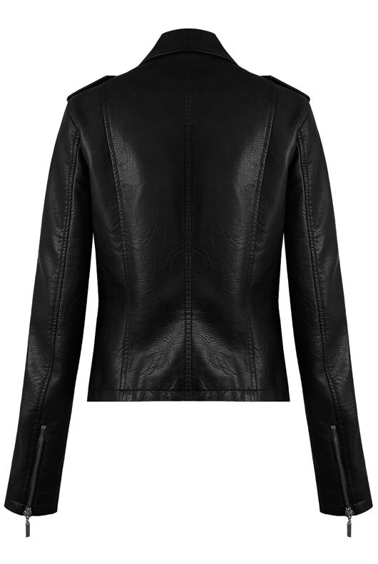 Black PVC Zipped Biker Jacket
