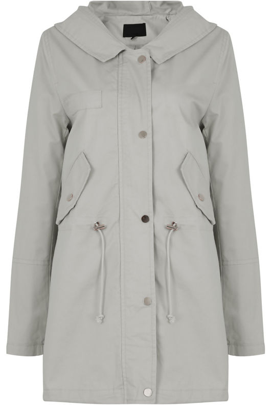 Grey Cotton Hooded Field Coat