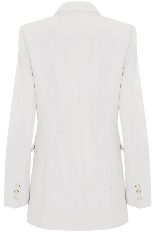 White Double Breast Longline Blazer