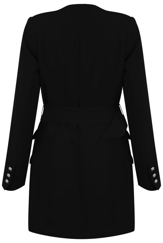 O Ring Double Breasted Black Coat