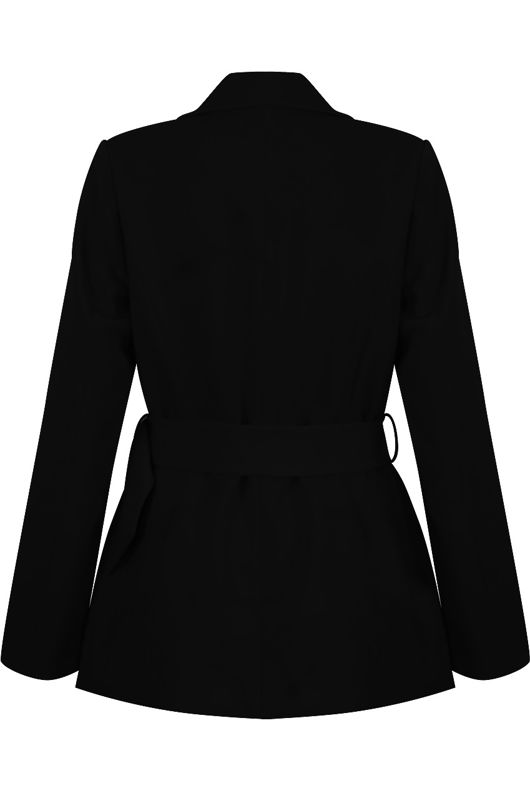 Black Tailored Belted Longline Coat
