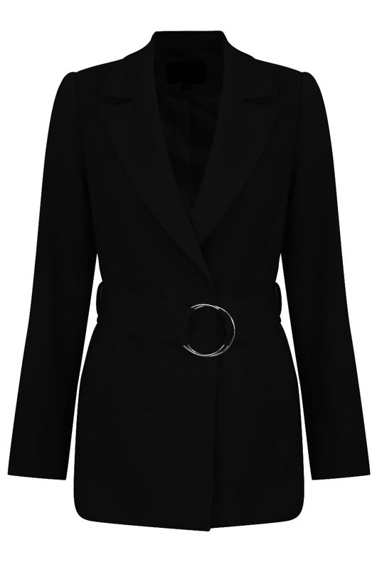 Black Tailored Belted Longline Coat