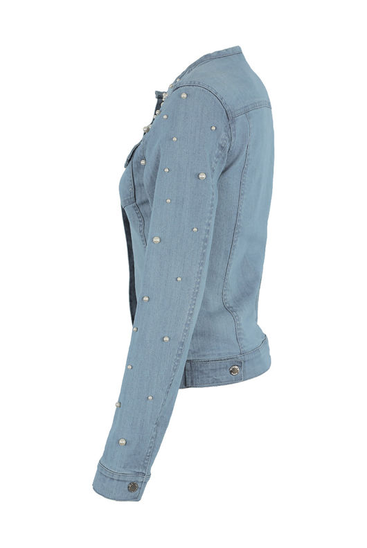 Pearls Trim Denim Jacket 