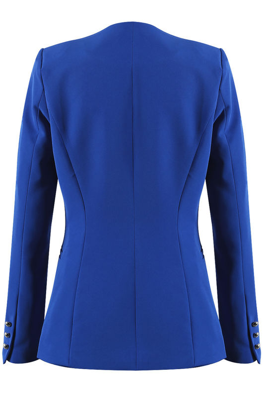 Tailored Lapel-less Royal Blue Blazer