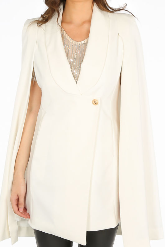Cream Tailored Long line Cape Blazer