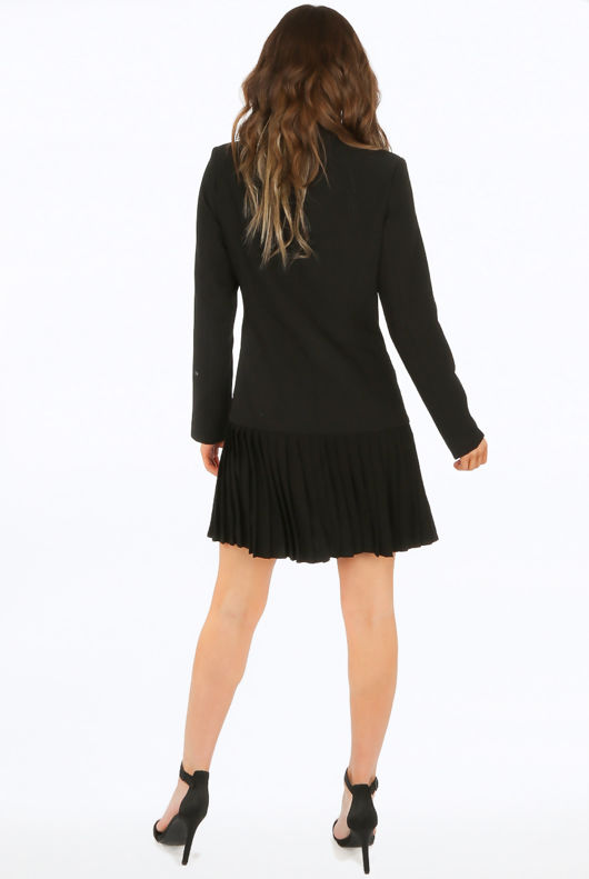 Pleated Hem Double Breast Blazer Dress