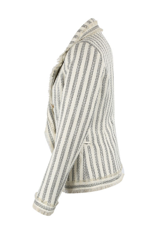 White Stripes Boucle Double Breasted Blazer