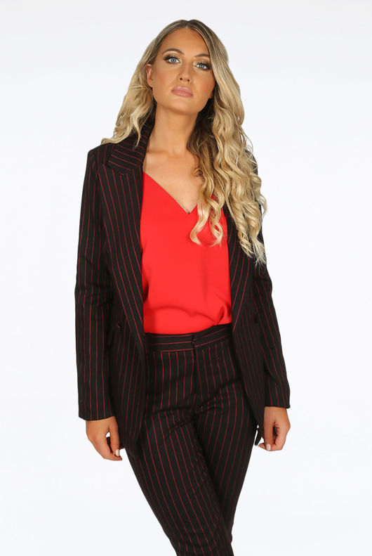 Red Stripes Double Breast Blazer & Trousers Suit