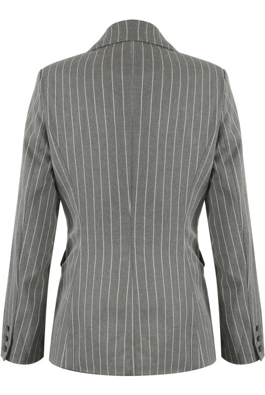 Grey Stripes Double Breast Blazer