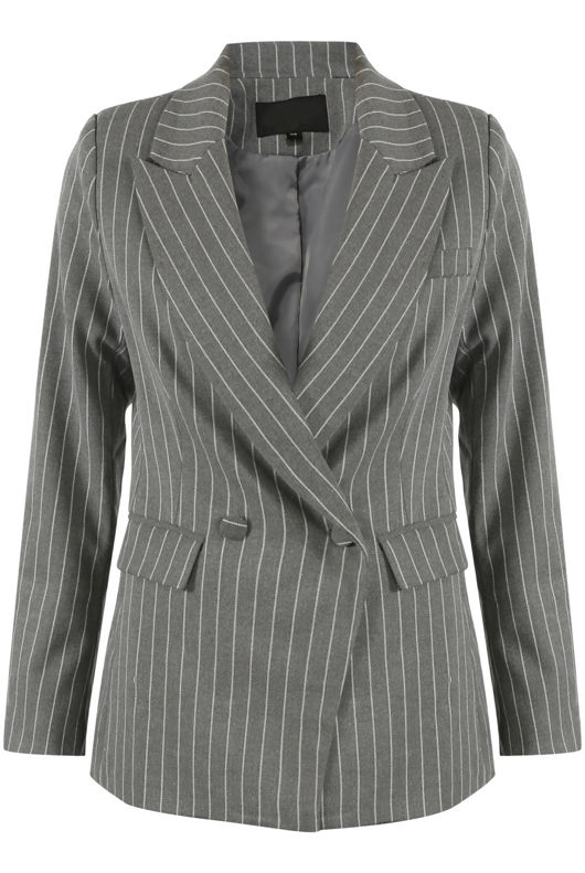 Grey Stripes Double Breast Blazer
