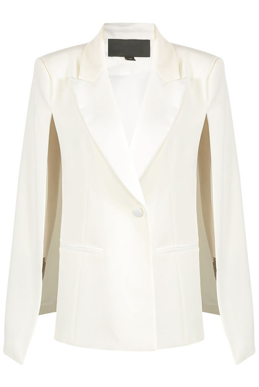 White Satin Lapels Cape Blazer