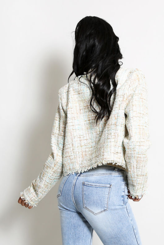 Cream Tweed Cropped Blazer 