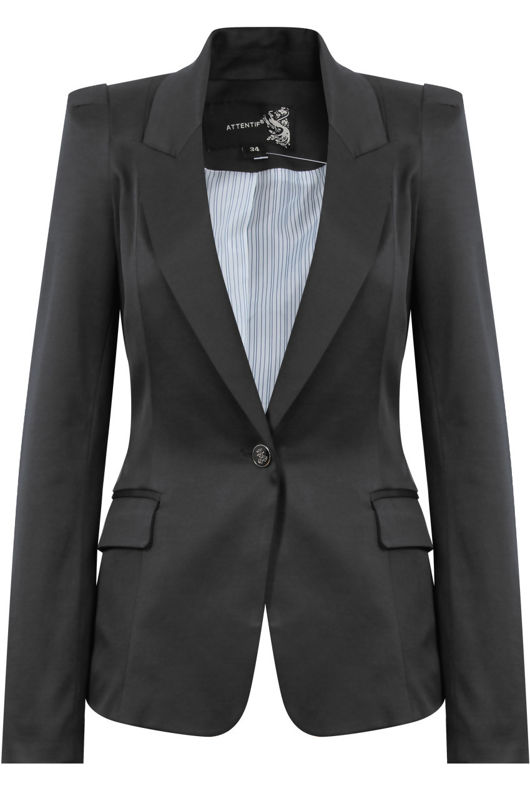 Black Single Button Tailored Blazer