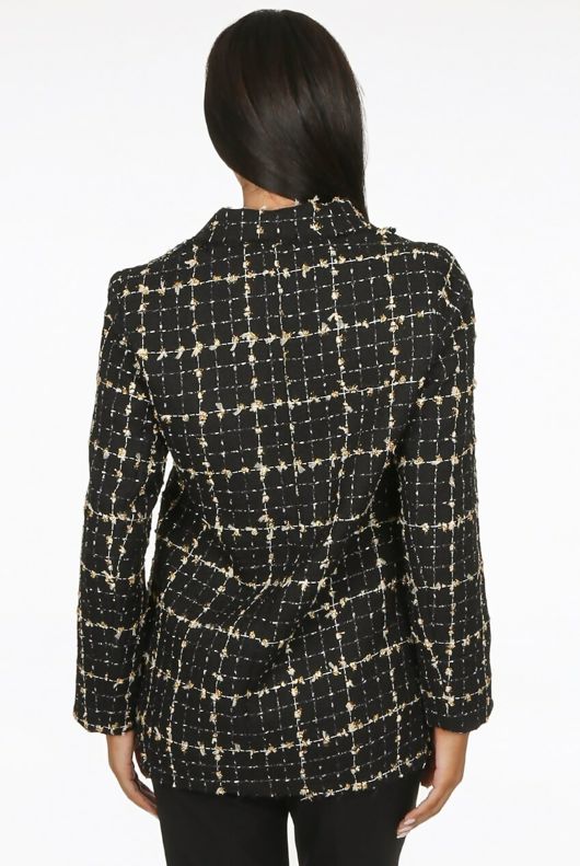 Black Tweed Double Breasted Blazer