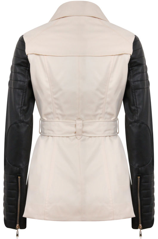 Cream PVC Arms Cross Zipped Trench Coat